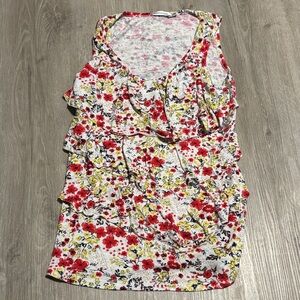 Revolution Red and‎ Yellow Floral Ruffle Blouse